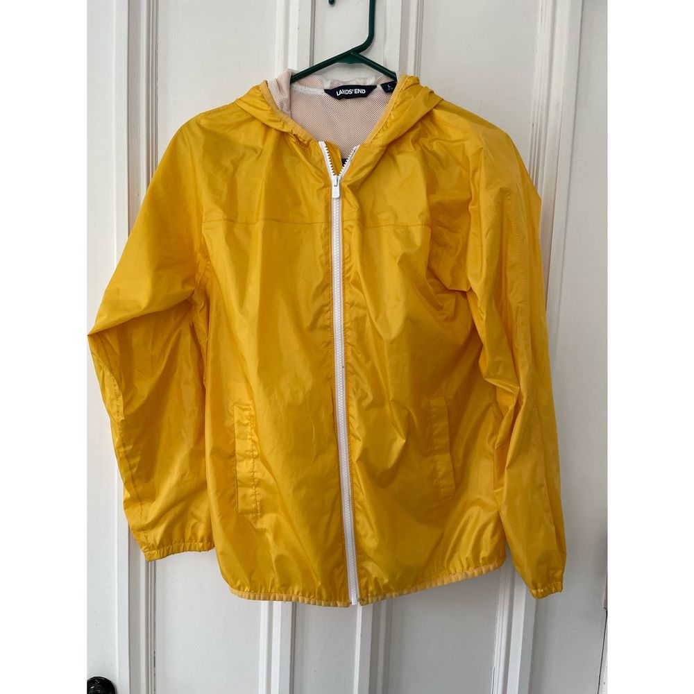 Land’s End kids yellow lined raincoat 14-16